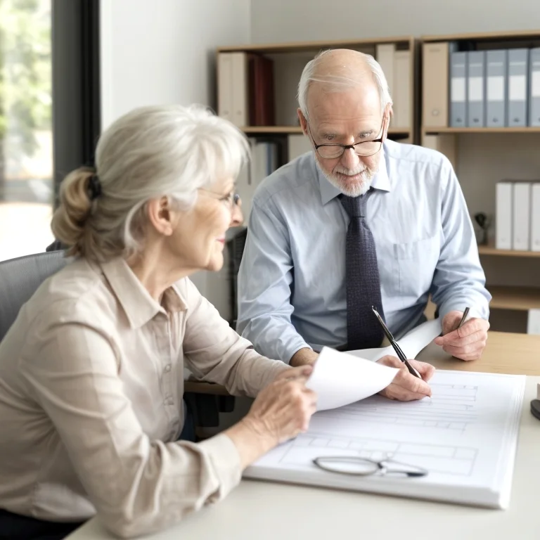 Zustimmende Beraterin begleitet Senior im Gespräch